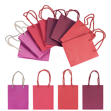 8Pcs 4 Colors Rectangle Paper Gift Bags with Handles CARB-TA0001-18A-1