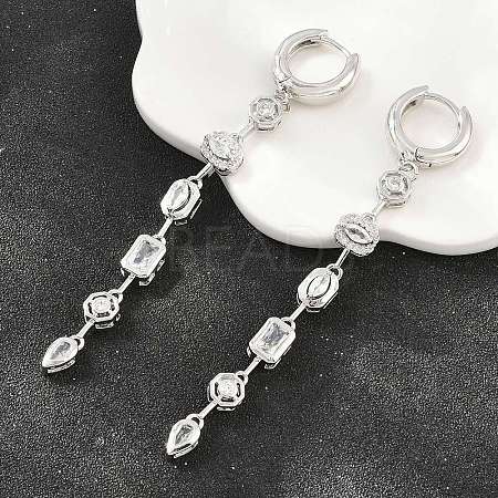 Brass Micro Pave Cubic Zirconia Hoop Dangle Earrings KK-CBA8324-09P-1