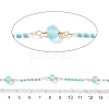 Brass Hexagonal Column Glass Seaded Beaded & Resin Round Beaded Link Chains CHC-G026-01A-2