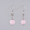 Natural Rose Quartz Dangle Earrings EJEW-JE03934-01-1