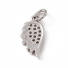 Brass Micro Pave Clear Cubic Zirconia Wing Charms ZIRC-F132-60P-2