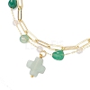 3Pcs Natural Morganite & Green Agate & Labradorite Beads Multi-layered Bracelets BJEW-JB12217-4