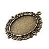 Large Vintage Tibetan Style Alloy Pendant Cabochon Settings X-TIBEP-M018-70AB-NF-2