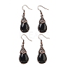 Natural Obsidian Teardrop Dangle Earrings EJEW-B055-01R-23-1