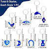   8Pcs 8 Style Glass Keychains KEYC-PH0001-53-4