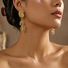 Alloy & Imitation Pearl Shell Shape with Coral Stud Earrings for Women WG4E17D-01-4