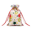 Christmas Theme Rectangle Printed Organza Drawstring Bags CON-PW0001-066A-03-1