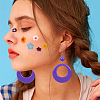 6 Pairs 6 Colors Donut Resin Dangle Earrings with Iron Pins for Women EJEW-AN0004-14-6