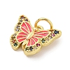 Rack Plating Brass Micro Pave Cubic Zirconia with Enamel Charms KK-Q814-23G-03-2