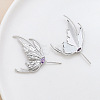 Brass Pave Medium Purple Cubic Zirconia Wing Head Pins BAPE-PW0002-08B-1