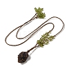 Natural Amethyst Braided Bead Pendant Necklacess NJEW-K258-05C-1