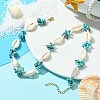 Natural Shell & Synthetic Turquoise Chip Beaded Necklace for Girl Women NJEW-TA00115-3