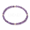 5Pcs 5 Style Natural Amethyst & Brass Beaded Stretch Bracelets Set for Women BJEW-JB09663-01-3