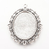 Tibetan Style Alloy Big Pendant Cabochon Settings TIBEP-Q080-01AS-LF-1