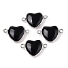 Natural Obsidian Love Heart Pendants G-T138-205D-P-1
