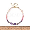 Dyed Natural Malaysia Jade & Chevron Amethyst & Rose Quartz Nuggets & Rondelle Beaded Bracelets for Women BJEW-JB14090-03-4
