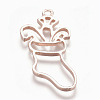 Rack Plating Alloy Open Back Bezel Pendants PALLOY-Q351-21RG-FF-3