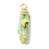2Pcs Electroplated Natural Quartz Crystal Dyed Copper Wire Wrapped Pendants PALLOY-JF03172-01-3
