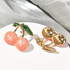 Cherry 304 Stainless Steel Enamel Stud Earrings EJEW-B156-01G-4