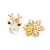 Christmas Alloy Colorful Rhinestone & Plastic Asymmetrical Stud Earrings for Women EJEW-M256-02B-G-2