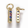 Brass Micro Pave Cubic Zirconia Charms ZIRC-L070-38I-G-2