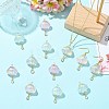 15Pcs 5 Colors Transparent Acrylic with Brass Micro Pave Cubic Zirconia Pendants PALLOY-CJ00190-6