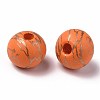 Painted Natural Wood Beads WOOD-S057-027-3