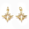 Brass Micro Pave Clear Cubic Zirconia Pendants X-ZIRC-O035-22G-1