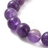Natural Amethyst & Alloy Buddha Head Beaded Strech Bracelets BJEW-JB09420-01-3