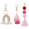 3Pcs 3 Style Rainbow/Pom Pom Tassel Cotton Pendant Decorations KEYC-FG0001-11-1