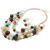 Alloy & Resin Beaded Multilayer Necklaces & Dangle Earrings Sets FS-WGF1004-04-2