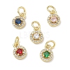 Brass Micro Pave Cubic Zirconia with Glass Charms CU-CBA765A-02G-1