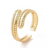 Brass Hollow Out Rectangle Open Cuff Ring for Women RJEW-E072-26G-1