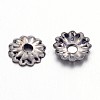 Black Iron Flower Bead Caps X-IFIN-D023-B-2