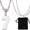 1Pc 304 Stainless Steel Figaro Chain Number Pendant Necklaces NJEW-BBC0001-28D-P-1