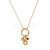 Brass Pave Cubic Zirconia Oval Flower Birth Stone Penant Necklaces with Synthetic Opal for Women WG88A4B-03-1