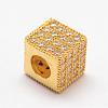 Cube Brass Micro Pave Cubic Zirconia Beads ZIRC-L053-11G-1