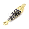 Brass Enamel Fish Connector Charms KK-H527-11G-02-2