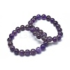 Natural Amethyst Bead Stretch Bracelets X-BJEW-K212-A-034-4