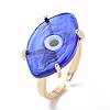 Lampwork Oval with Evil Eye Open Cuff Ring RJEW-I086-13G-01-1