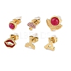 304 Stainless Steel Rhinestone Stone Dyeing Stud Earrings EJEW-S224-04G-05-1