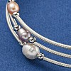 Four-Loops Brass & Natural Freshwater Pearl Beaded Wrap Bracelets for Women BJEW-F470-02S-3