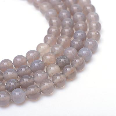 Round Natural Grey Agate Bead Strands G-R345-12mm-07-1