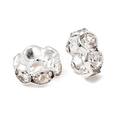 Brass Rhinestone Spacer Beads RB-A014-L7mm-01S-1