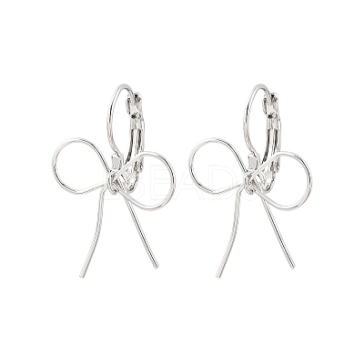 Bowknot Brass Leverback Earrings EJEW-A150-04C-P-1
