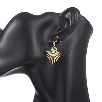 Paua Shell Dangle Stud Earrings EJEW-JE06963-01-1