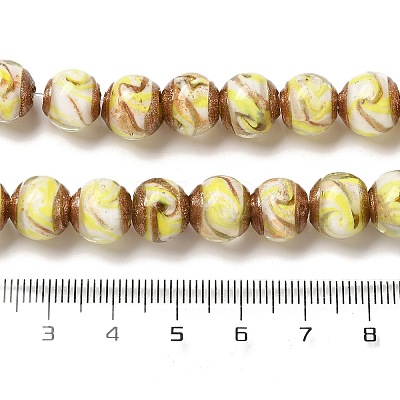 Gold Sand Lampwork Beads Strands LAMP-E036-06B-1