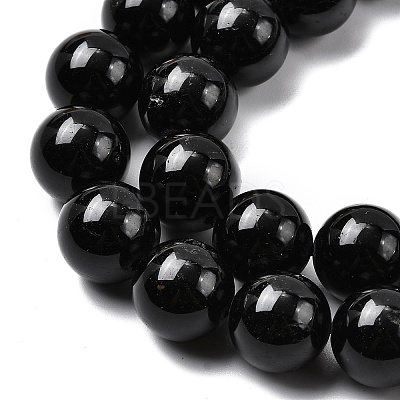 Natural Black Tourmaline Beads Strands G-G763-01-12mm-A-1