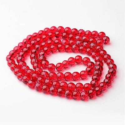 Drawbench Transparent Glass Round Beads Strands X-GLAD-Q012-8mm-15-1