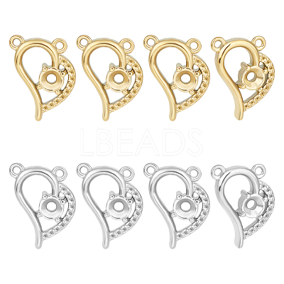 8Pcs 2 Colors 304 Stainless Steel Pendant Rhinestone Settings STAS-UN0045-44-1